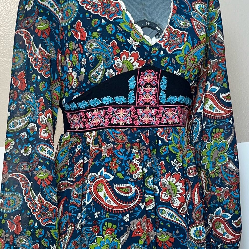 Flying Tomato Boho Mini Empire Waist Paisley Dress Size XS multi color - Picture 15 of 16